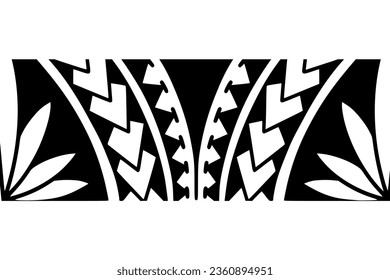 Wrap around arm polynesian tattoo design. Pattern aboriginal samoan. Vector illustration eps10.