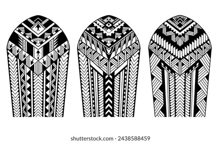 Wrap around arm polynesian tattoo set design. Pattern aboriginal samoan. illustration EPS10