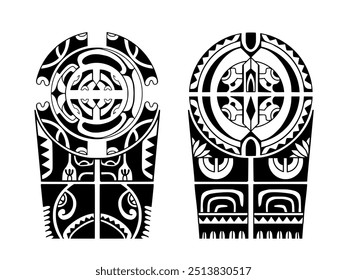 Wrap around arm polynesian tattoo set design. Pattern aboriginal samoan. illustration EPS10