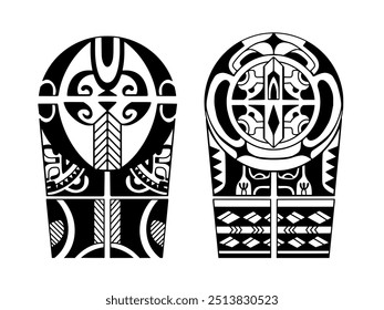 Wrap around arm polynesian tattoo set design. Pattern aboriginal samoan. illustration EPS10