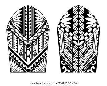 Wrap around arm polynesian tattoo set design. Pattern aboriginal samoan. illustration EPS10