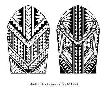 Wrap around arm polynesian tattoo set design. Pattern aboriginal samoan. illustration EPS10