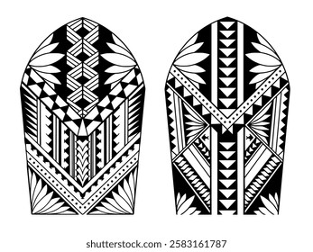 Wrap around arm polynesian tattoo set design. Pattern aboriginal samoan. illustration EPS10