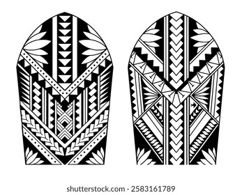 Wrap around arm polynesian tattoo set design. Pattern aboriginal samoan. illustration EPS10