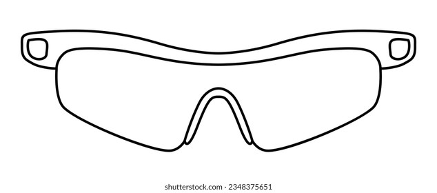 Ajustar alrededor de la ilustración de accesorios de gafas de marco Racer. Vista frontal de vidrio solar para hombres, mujeres, estilo de silueta unisex, anteojos de gafas de llanto plano con el perfil de dibujo de lente aislado