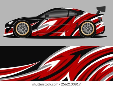 Wrap car design decal with black and red color