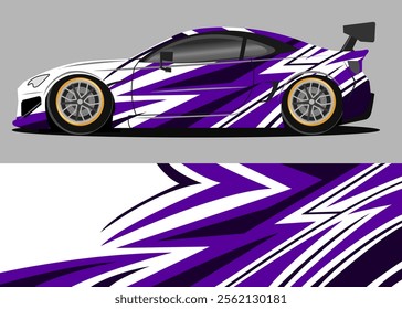 Wrap car design decal with white and purple color