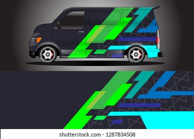 Wrap car racing designs and wrap van car vector .Wrap used for all types of cars .