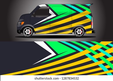 Wrap car racing designs and wrap van car vector .Wrap used for all types of cars .