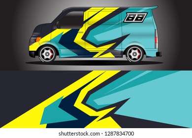Wrap car racing designs and wrap van car vector . Wrap used for all types of cars . Car tire daily vector car .