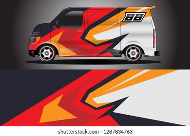 Wrap car racing designs and wrap van car vector .Wrap used for all types of cars .