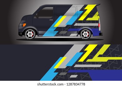 Wrap car racing designs and wrap van car vector .Wrap used for all types of cars .
