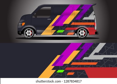 Wrap car racing designs and wrap van car vector .Wrap used for all types of cars .