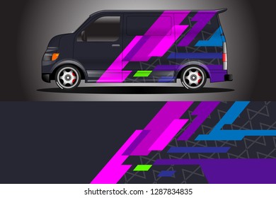 Wrap car racing designs and wrap van car vector .Wrap used for all types of cars .
