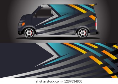 Wrap car racing designs and wrap van car vector .Wrap used for all types of cars .