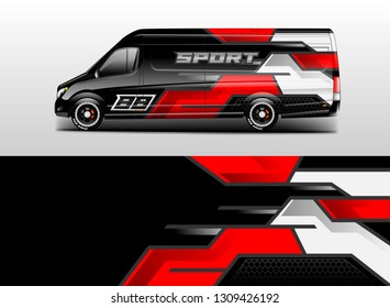 Wrap car racing designs and van vector . Used for all types of cars .