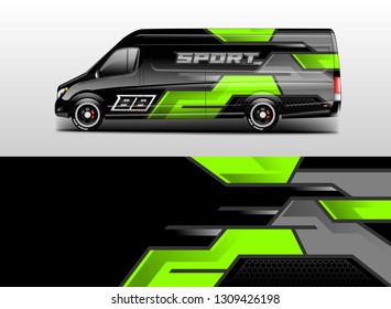 Wrap car racing designs and van vector . Used for all types of cars .