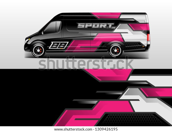 Wrap car racing designs and van vector . Used for all\
types of cars .