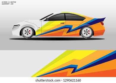 Wrap car racing designs vector . Used all type car truck and cargo van decal . Background designs for cars .