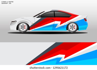 Wrap car racing designs vector . Used all type car truck and cargo van decal . Background designs for cars .