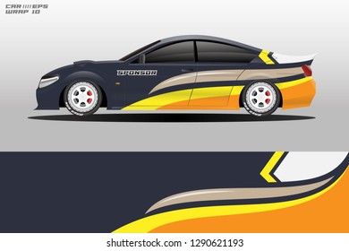 Wrap car racing designs vector . Used all type car truck and cargo van decal . Background designs for cars .