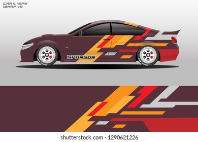 Wrap car racing designs vector . Used all type car truck and cargo van decal . Background designs for cars .