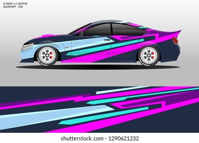 Wrap car racing designs vector . Used all type car truck and cargo van decal . Background designs for cars .