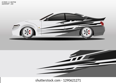 Wrap car racing designs vector . Used all type car truck and cargo van decal . Background designs for cars .