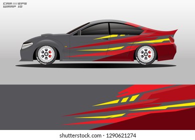 Wrap car racing designs vector . Used all type car truck and cargo van decal . Background designs for cars .