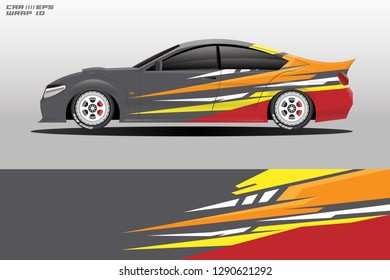 Wrap car racing designs vector . Used all type car truck and cargo van decal . Background designs for cars .