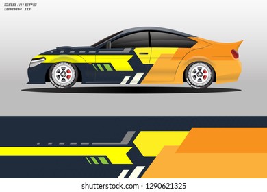 Wrap car racing designs vector . Used all type car truck and cargo van decal . Background designs for cars .