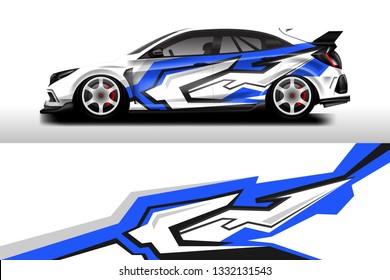 Wrap car racing designs vector . Background designs decal 