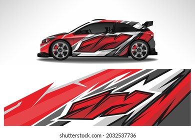 Wrap car vector design decal. Graphic abstract line racing background design for vehicle, race car, rally, adventure livery camouflage.