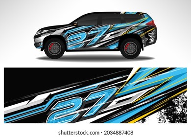 Wrap car vector design decal. Graphic abstract line racing background design for vehicle, race car, rally, adventure livery camouflage.
