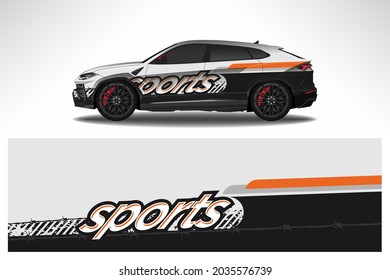 Wrap Auto Vektordesign decal. Grafische abstrakte Rennstrecke-Hintergrund-Design für Fahrzeug, Rennwagen, Rallye, Abenteuer-Limousine.