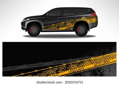 Wrap car vector design decal. Graphic abstract line racing background design for vehicle, race car, rally, adventure livery camouflage.