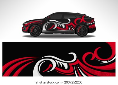Ajustar el diseño del vector del coche. Diseño gráfico de fondo de carreras de línea abstracta para vehículos, autos de carreras, rally, camuflaje de rivalidad de aventura.