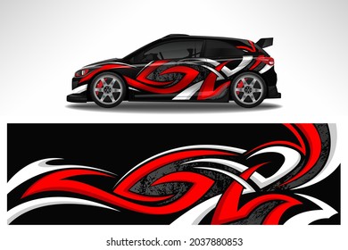 Wrap car vector design decal. Graphic abstract line racing background design for vehicle, race car, rally, adventure livery camouflage.