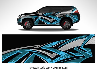 Wrap car vector design decal. Graphic abstract line racing background design for vehicle, race car, rally, adventure livery camouflage.