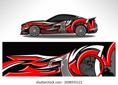 Wrap car vector design decal. Graphic abstract line racing background design for vehicle, race car, rally, adventure livery camouflage.