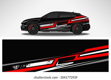Ajustar el diseño del vector del coche. Diseño gráfico de fondo de carreras de línea abstracta para vehículos, autos de carreras, rally, camuflaje de rivalidad de aventura.