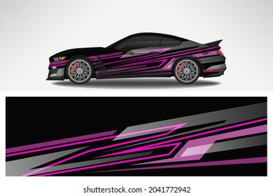 Wrap Auto Vektordesign decal. Grafische abstrakte Rennstrecke-Hintergrund-Design für Fahrzeug, Rennwagen, Rallye, Abenteuer-Limousine.