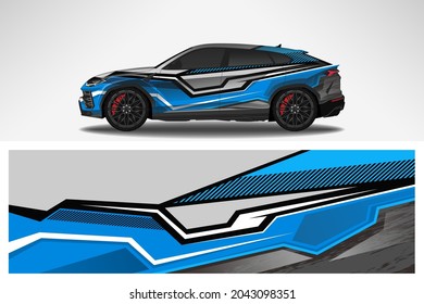 Wrap car vector design decal. Graphic abstract line racing background design for vehicle, race car, rally, adventure livery camouflage.