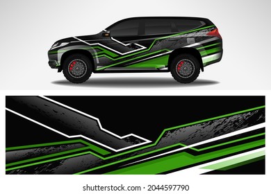 Wrap car vector design decal. Graphic abstract line racing background design for vehicle, race car, rally, adventure livery camouflage.