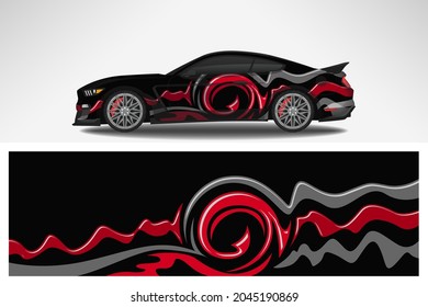 Wrap car vector design decal. Graphic abstract line racing background design for vehicle, race car, rally, adventure livery camouflage.