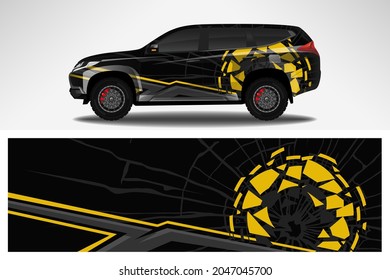 Wrap car vector design decal. Graphic abstract line racing background design for vehicle, race car, rally, adventure livery camouflage.