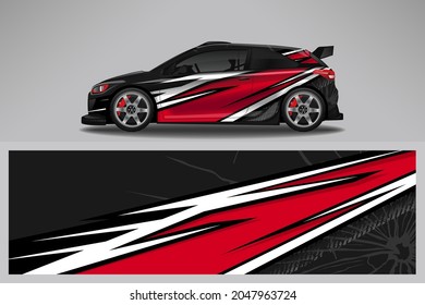 Wrap car vector design decal. Graphic abstract line racing background design for vehicle, race car, rally, adventure livery camouflage.