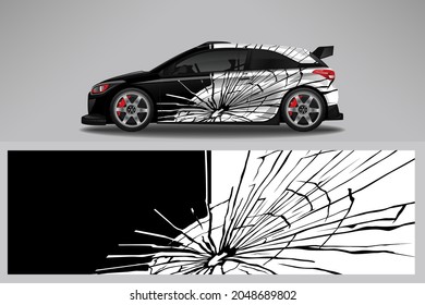 Wrap car vector design decal. Graphic abstract line racing background design for vehicle, race car, rally, adventure livery camouflage.