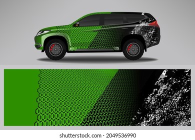 Wrap car vector design decal. Graphic abstract line racing background design for vehicle, race car, rally, adventure livery camouflage.
