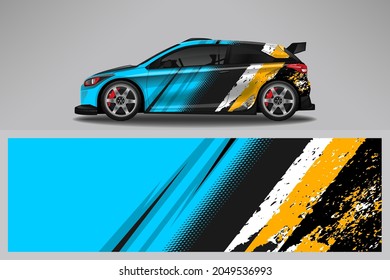 Wrap car vector design decal. Graphic abstract line racing background design for vehicle, race car, rally, adventure livery camouflage.